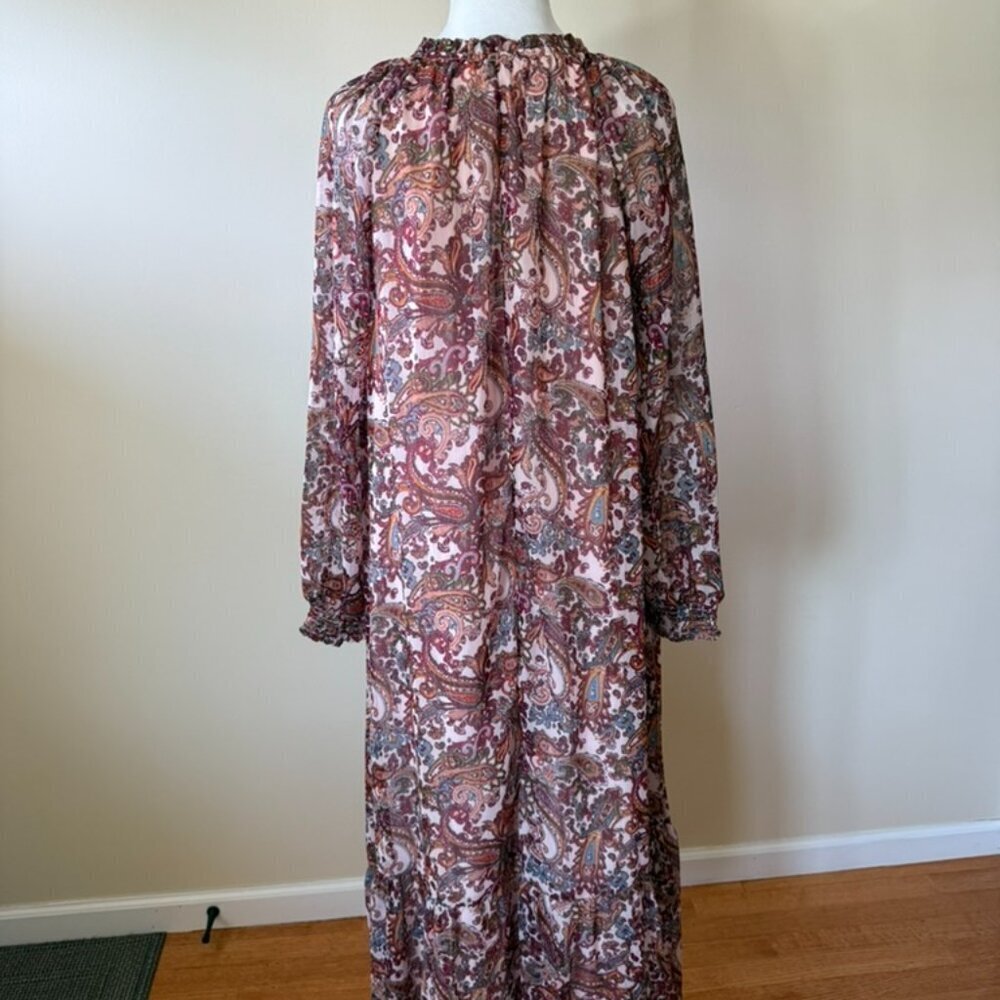 Jessica Simpson Paisley Maxi Long Sleeve Boho Maternity Dress Size Small NWOT - Picture 2 of 7